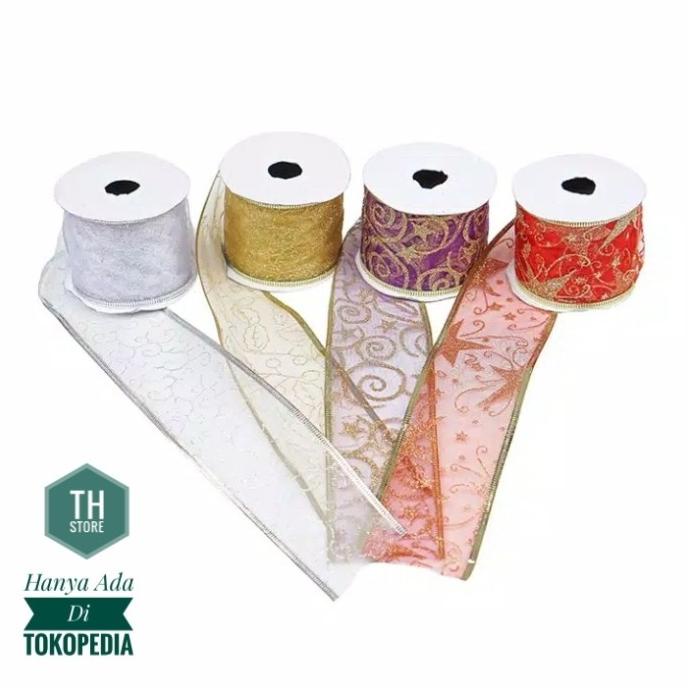 

[BISA COD] Pita Pohon Natal Roll 6cm / Full Gambar-Pita Natal-Aksesoris Natal