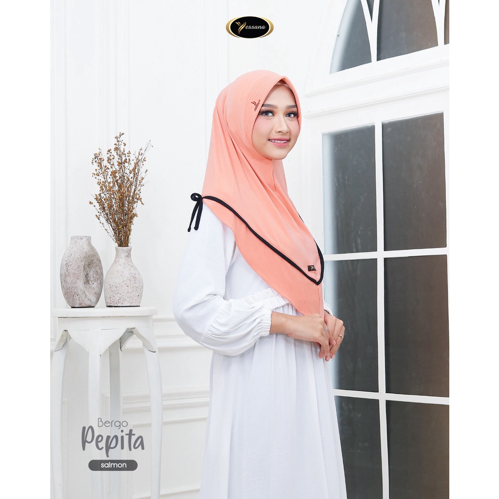Yessana Jilbab Instan Kerudung Bergo Jersey Premium Pepita Khimar Syari Jumbo Kudung Sport Menutup D