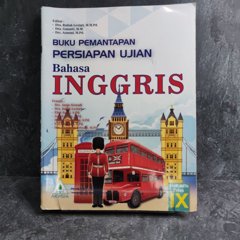 Buku Pemetaan Persiapan Ujian Bahasa Inggris, Akasia, kelas 9, IX, SMP, Dra. Ruliah Lestari, M. M. P