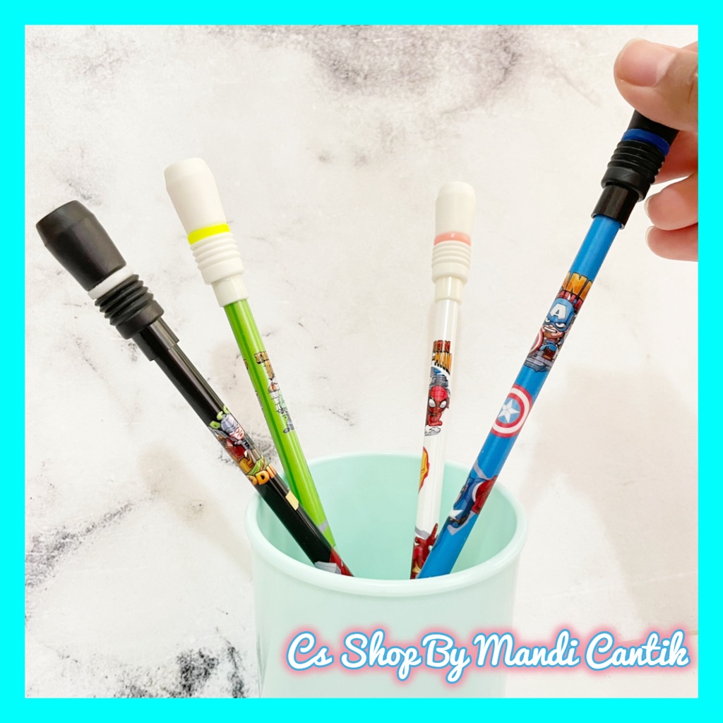 

Pulpen Gel Tongkat Putar Magnet karakter Super Hero Cute Murah Bisa Cod