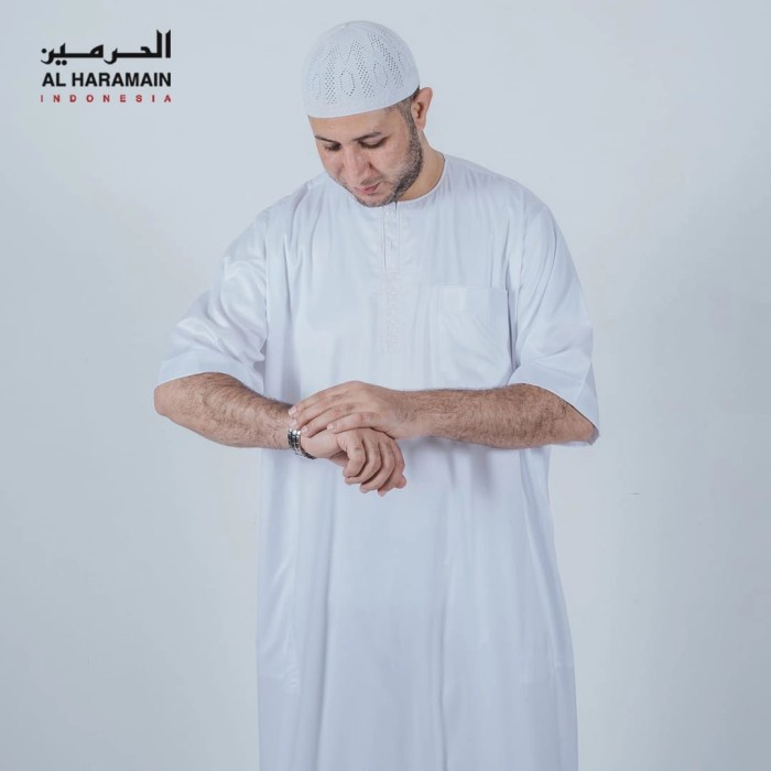 {FamilyStore} Jubah Al Haramain Bordir Lengan Pendek Gamis Pria Import Murah