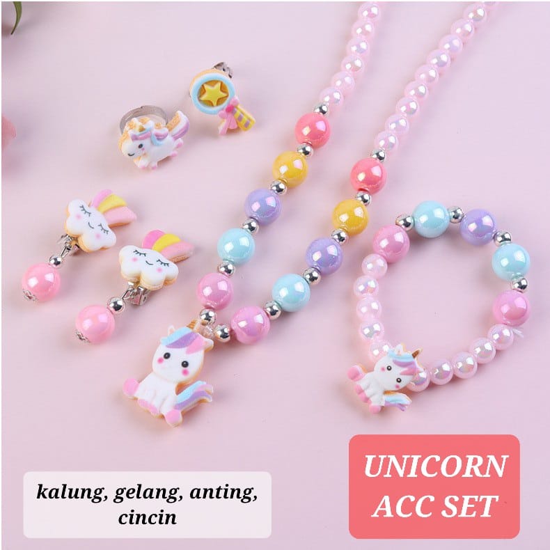 MERMAID ACC SET AKSESORIS PRINCESS MAINAN ANAK CEWEK CINCIN KALUNG GELANG ANTING KOREA IMPOR