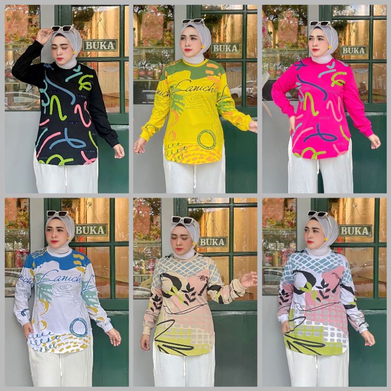 TOP LANICHA ORIGINAL ATASAN KAOS WANITA LENGAN PANJANG COMBET 24S