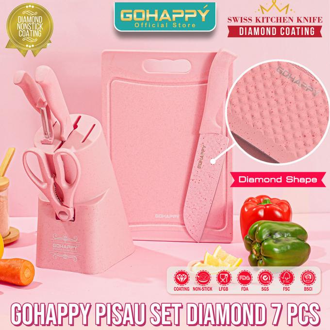 Sale Gohappy Pisau Set 7 Pcs Termasuk Holder Dan Talenan Blooming Termurah