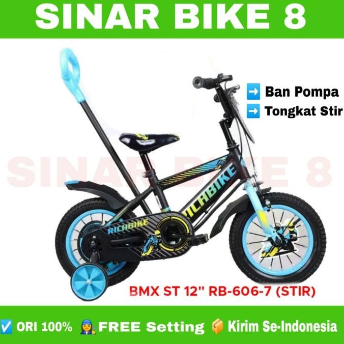 Sepeda Anak Laki Bmx 12 Inch Richbike Rb-606- 7 Ban Pompa 2-4 Tahun #Original