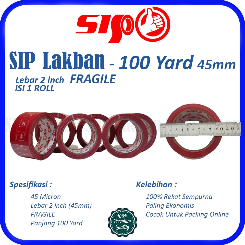 

LAKBAN SIP FRAGILE MERAH 45MM x 100YARD / LAKBAN JANGAN DIBANTING