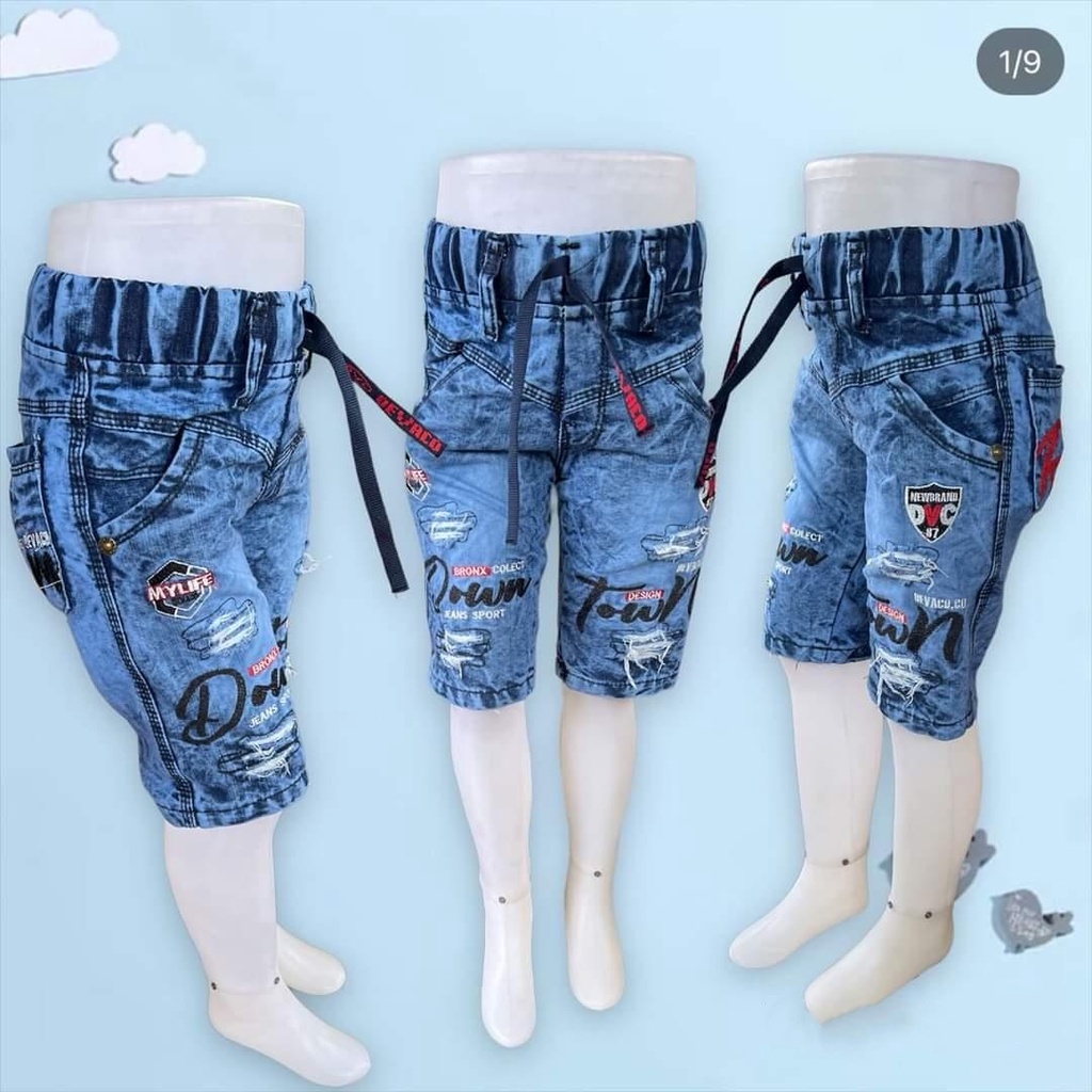 Celan Jeans pendek anak laki-laki bahan denim usia 3 sampai 12 tahun