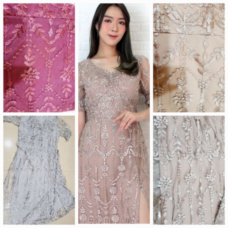 dress tile brokat/dress remaja/dress pesta/dress kondangan/dress imlek/gaun brokat remaja