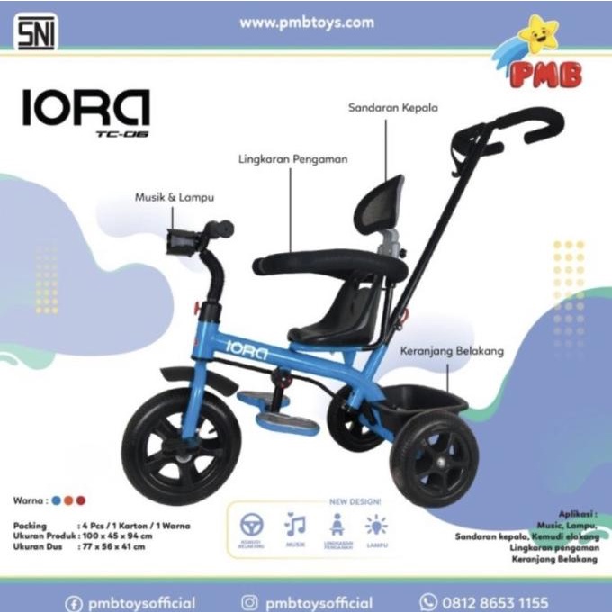 Sepeda Anak Roda 3 Iora Tc 06 Full Rakit #Original