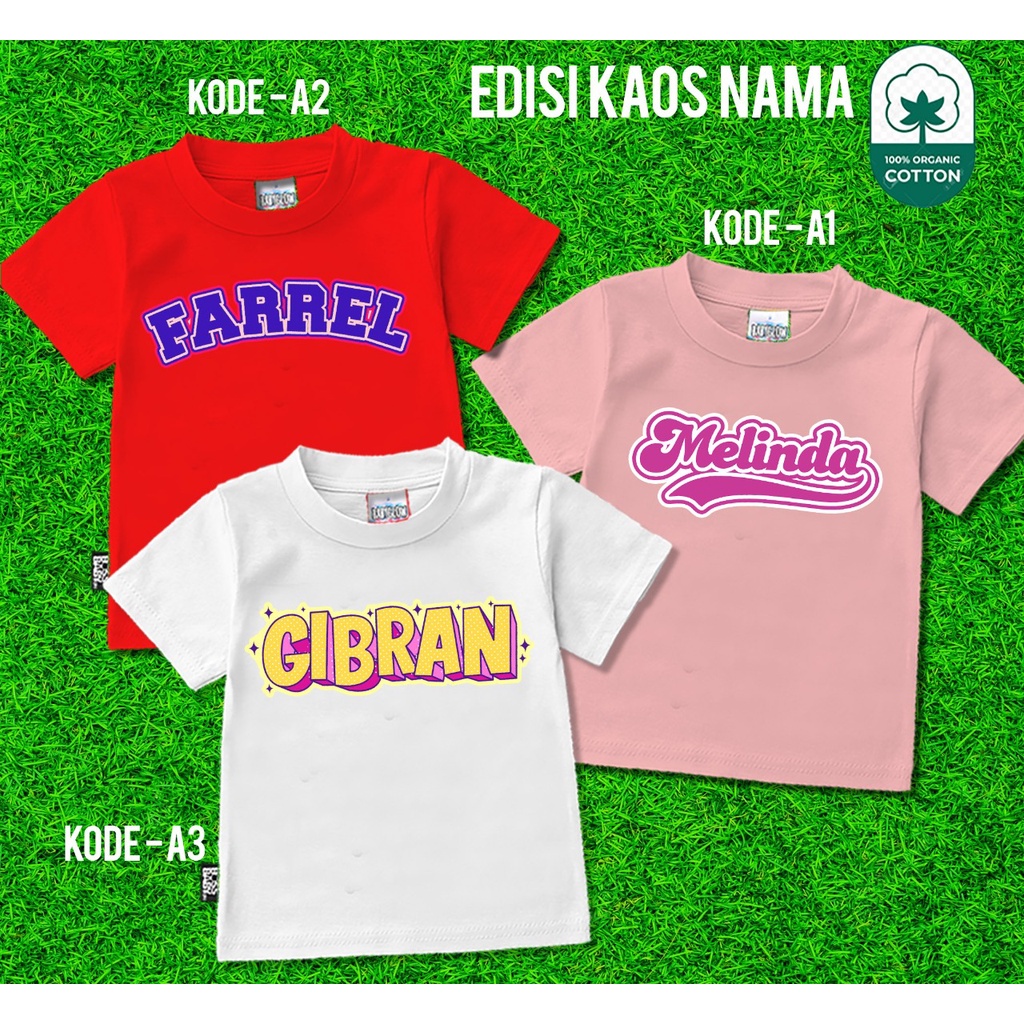 KhalifaZein Kaos Anak Custom Tulisan Nama Anak