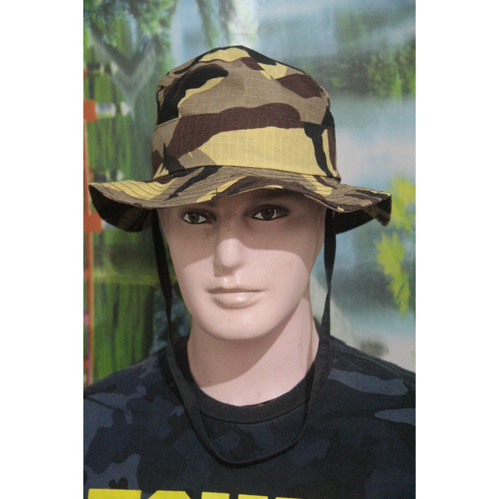TOPI RIMBA TOPI GUNUNG TOPI HUTAN BUCKET OUTDOR PENDAKI GUNUNG (PUTIH)