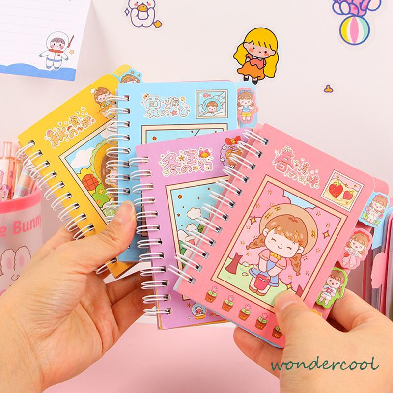 Buku Catatan Lucu Siswa Scrapbook Coil  Buku Portabel  Dengan Stiker Di Dalamnya-Won