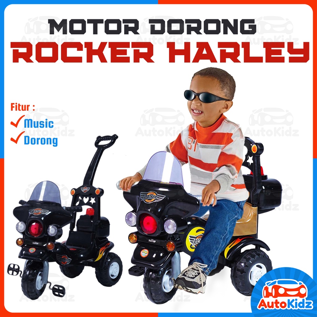 Mainan Anak Motor Harley Mini Sepeda Plastik Roda Tiga Dorong Tricycle Bike Tolo Car Kids Ride On SH