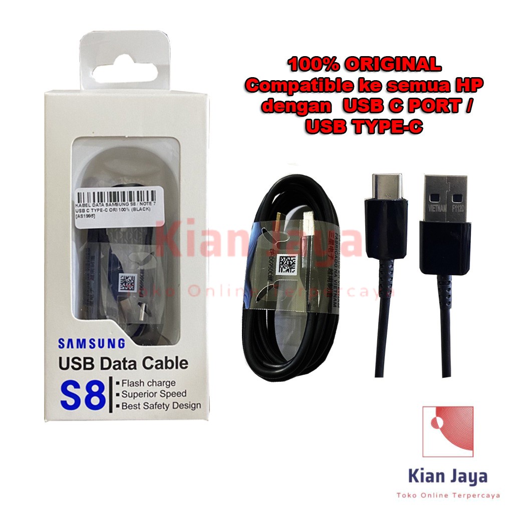 Kabel Charger Hp Samsung Galaxy S8 / Note 7 USB Tipe Type C Original 100% Sync Data Charging Fast Charge