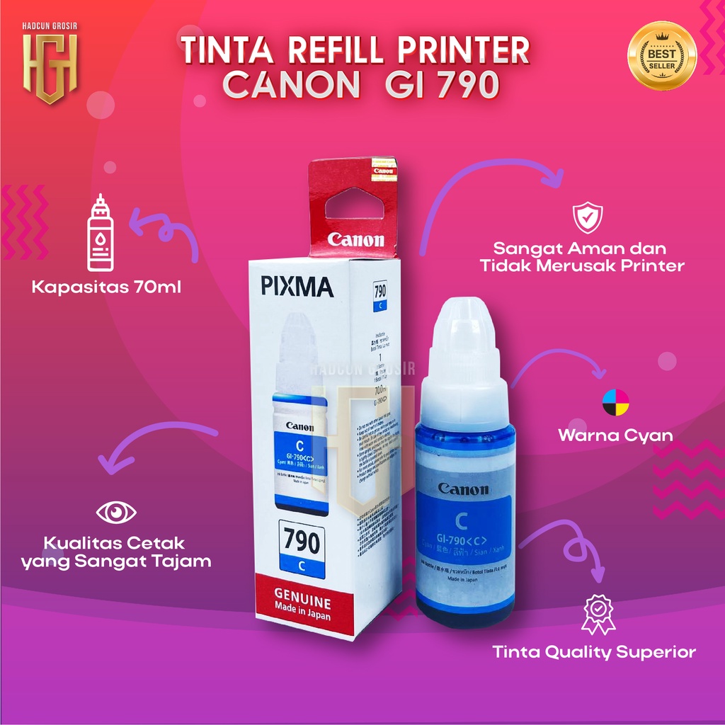 1 SET 4 PCS Tinta Canon Gi 790 Tinta Printer G1000 G2000 G3000 G4000 G1010 G2010 G3010 G4010