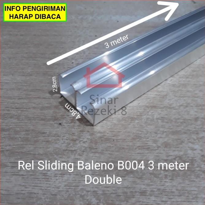Rel Sliding B004 Double 3 Meter / Aluminium Pintu Lemari Gantung Geser