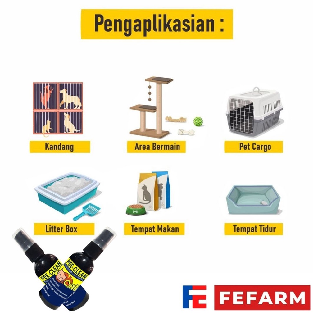 Penghilang Bau Kotoron Kucing PEE CLEAN Pesing Urine BAB Hewan Kucing Anabul Pewangi Kandang FEFARM