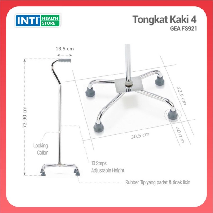 Gea | Tongkat Kaki 4 FS-921 | Alat Bantu Jalan FS-921