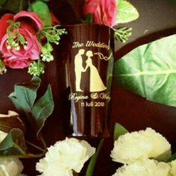 SOUVENIR GELAS WEDDING PERNIKAHAN, KHITAN, TASYAKURAN BLACK GOLD MEWAH PLUS PACKING FOR ALL EVENT, S