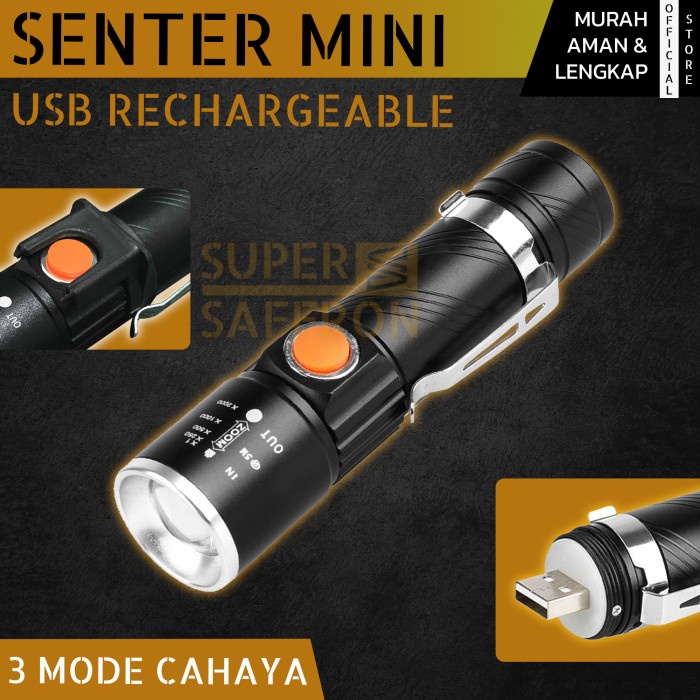 Headlamp Senter Mini Led Camping Murah Usb Portable Waterproof Olahraga Outdoor