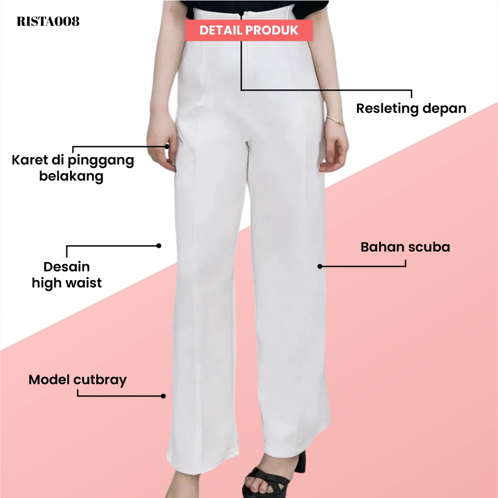 Highwaist Pants Celana Kulot Scuba Bawahan Cullote Outfit Remaja Wanita Kekinian Terbaru