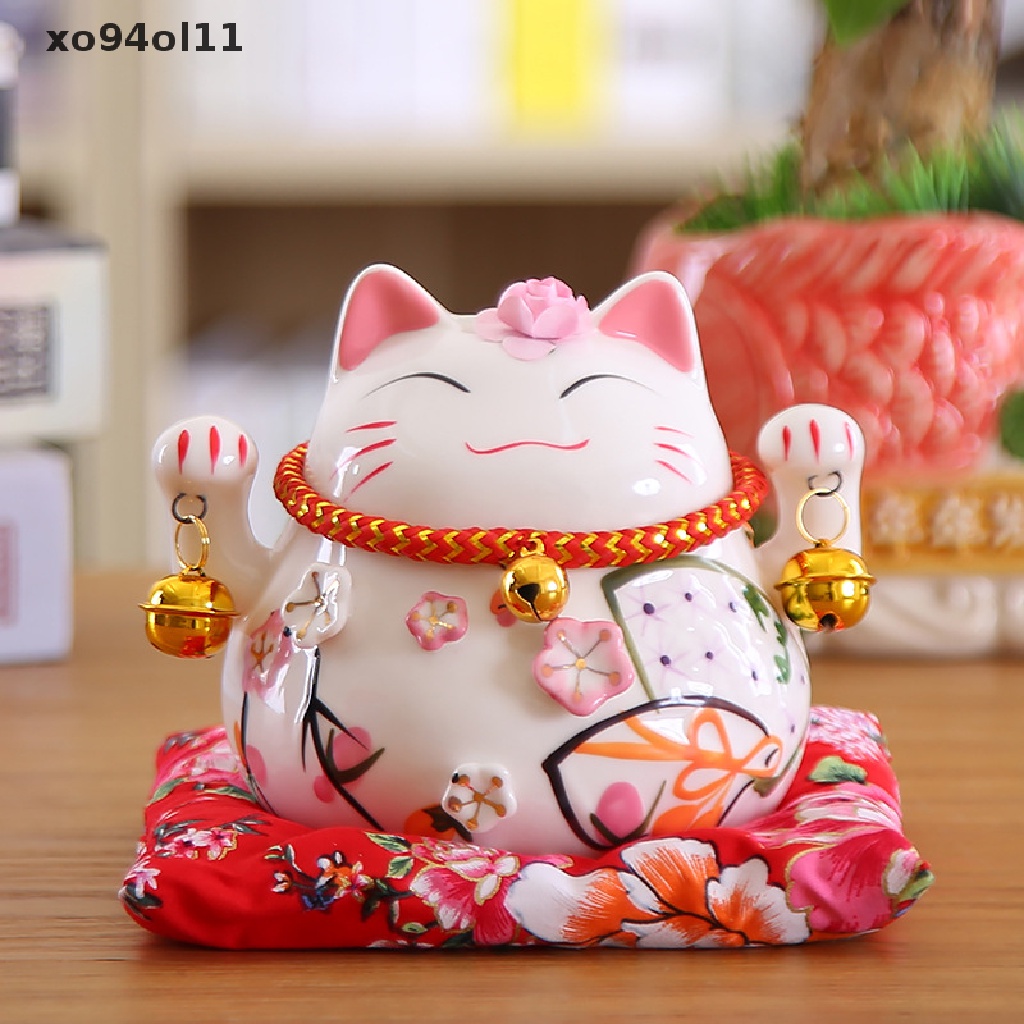 Xo Keramik Lucky Cat Maneki Neko Hadiah Bisnis Fortune Kucing Uang Feng Shui Craft OL