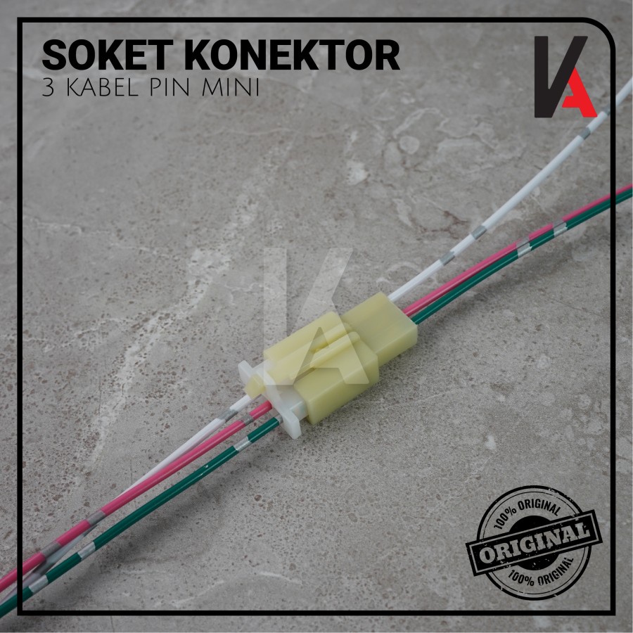 Soket Sambung 3 Pin Kecil / Mini Socket Kabel Konektor Mobil Motor (1Set)