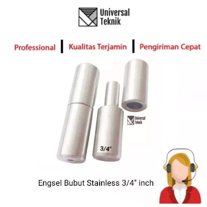 Engsel bubut ss 3/4" inch 201 pintu pagar jendela stainless steel