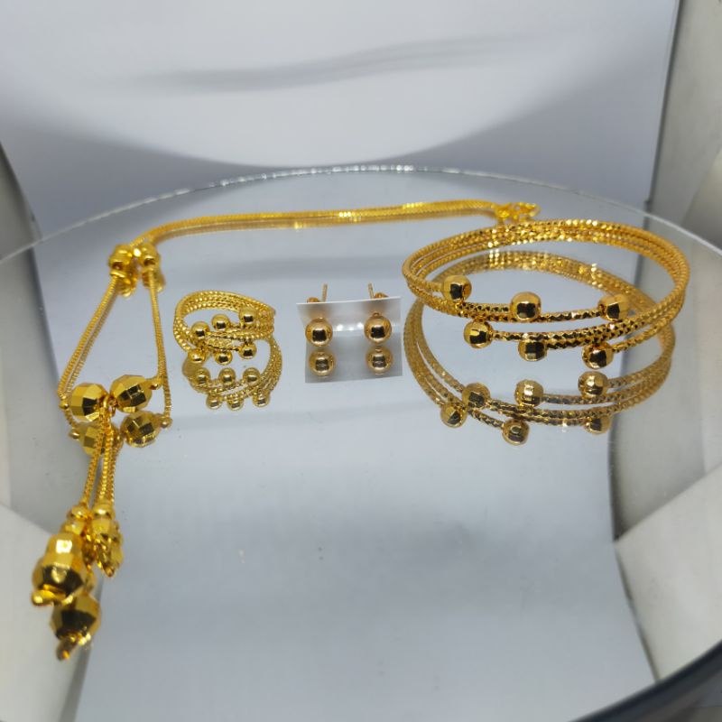 viral satu set perhiasan bambu melintir mewah lapis coin emas asli,,, satu set perhiasan wanita cant