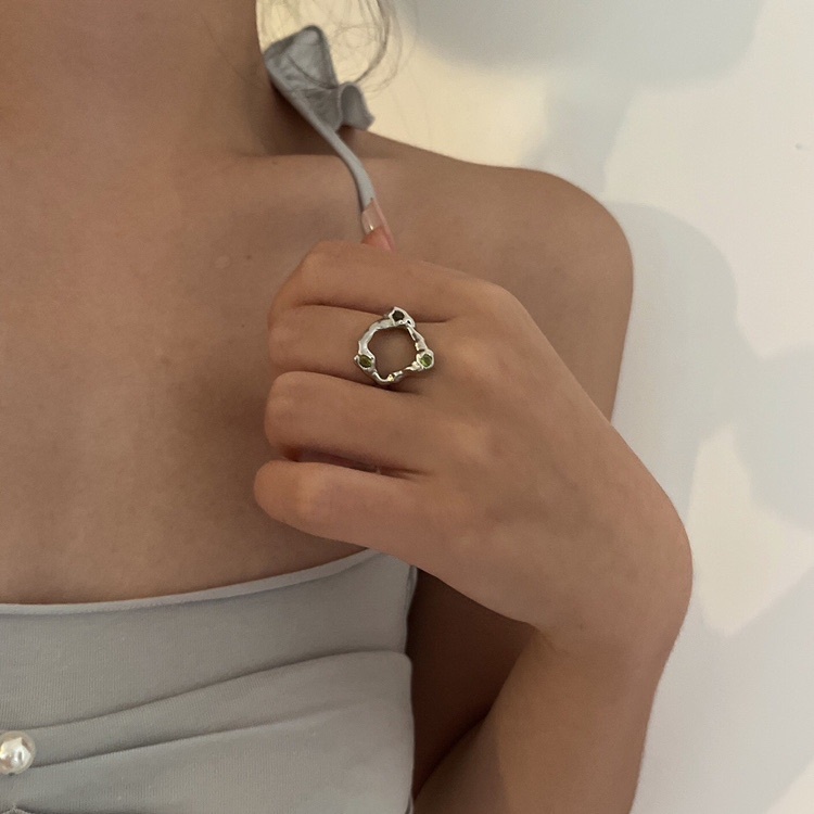 Aksesoris Cincin Zirkon Hijau Geometris Tidak Teratur Harajuku Diablo