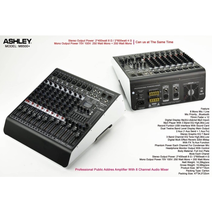 power mixer ashley m8500 m 8500 8 channel original