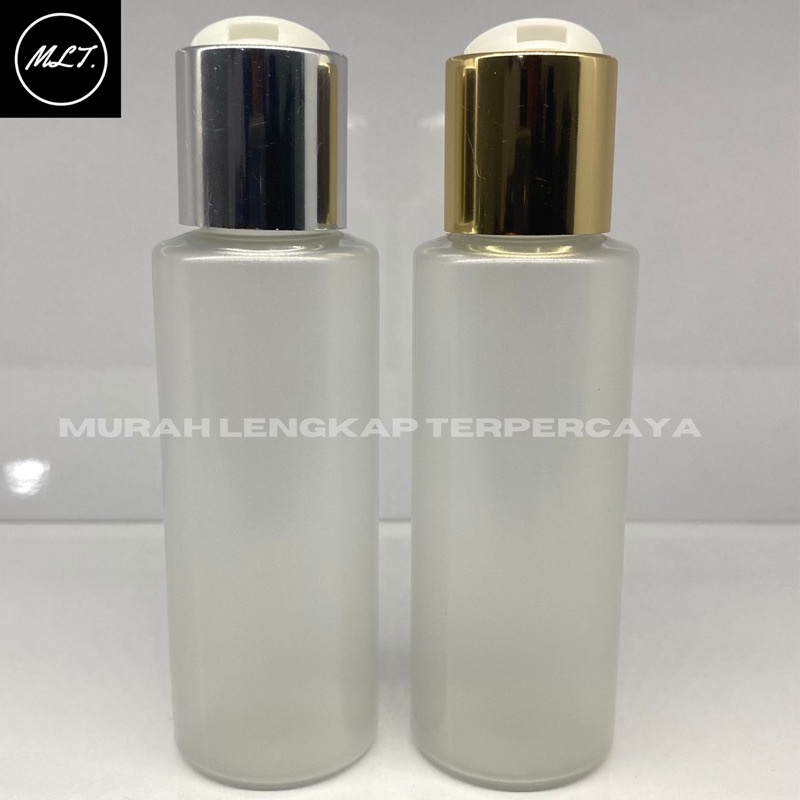 BOTOL FROSTED 100ML RF TUTUP PRESSTOP GOLD SILVER PRESS ON DISCTOP RF 100 ML FROSTED PRESTOP