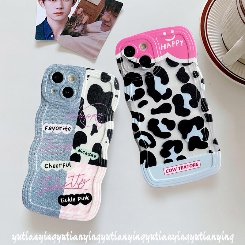 REDMI Motif Sapi Leopard Untuk Redmi9 10 10A A1 A1+10C 9T 9A 9C Note9 8 10 11 10s 10Pro 9Pro Note 11Pro+9s 11s Mi 11T Pro POCO M3 X3 NFC Pro Wavy Edge Denim Pattern Splicing Sarung Soft Cover