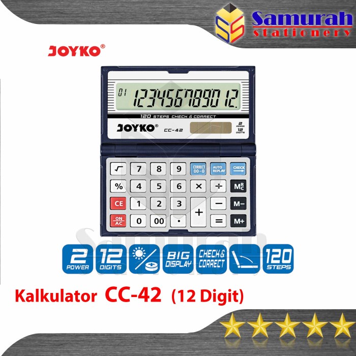 

TERUJI Kalkulator Joyko CC 42 Lipat Mesin Hitung CC-42 / Calculator 12 Digit