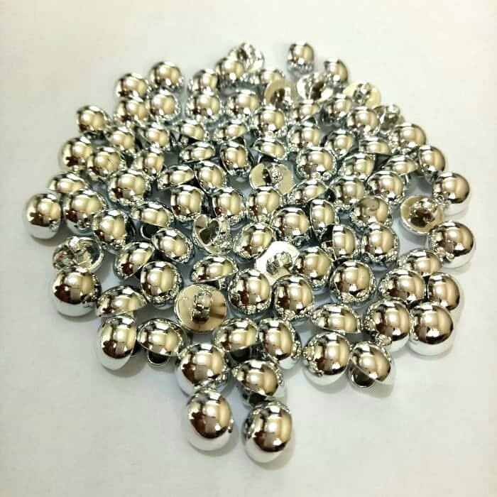 Kancing Baju Jamur SILVER Polos Timbul - Kancing Silver 10 mm/11 mm isi 100 PCS