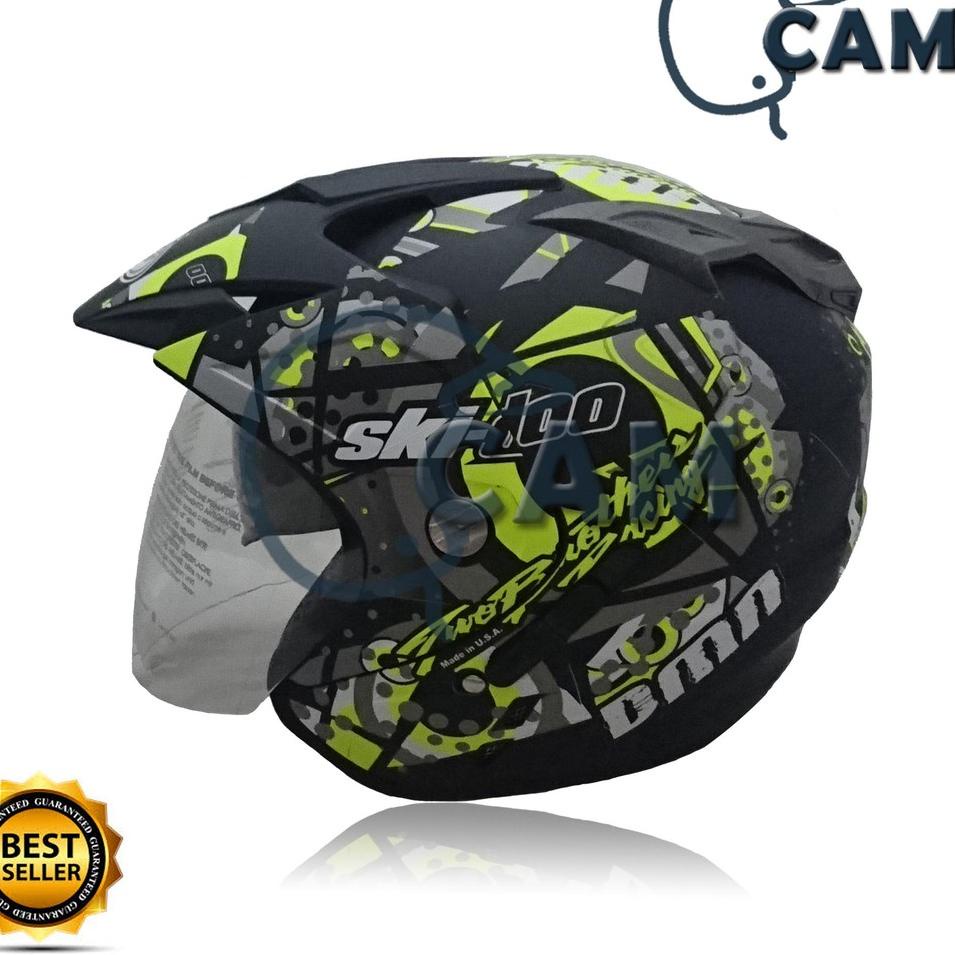 Terbaru스 Helm Motor SNI 2 kaca double visor DMN Ski doo Yellow . . . . .