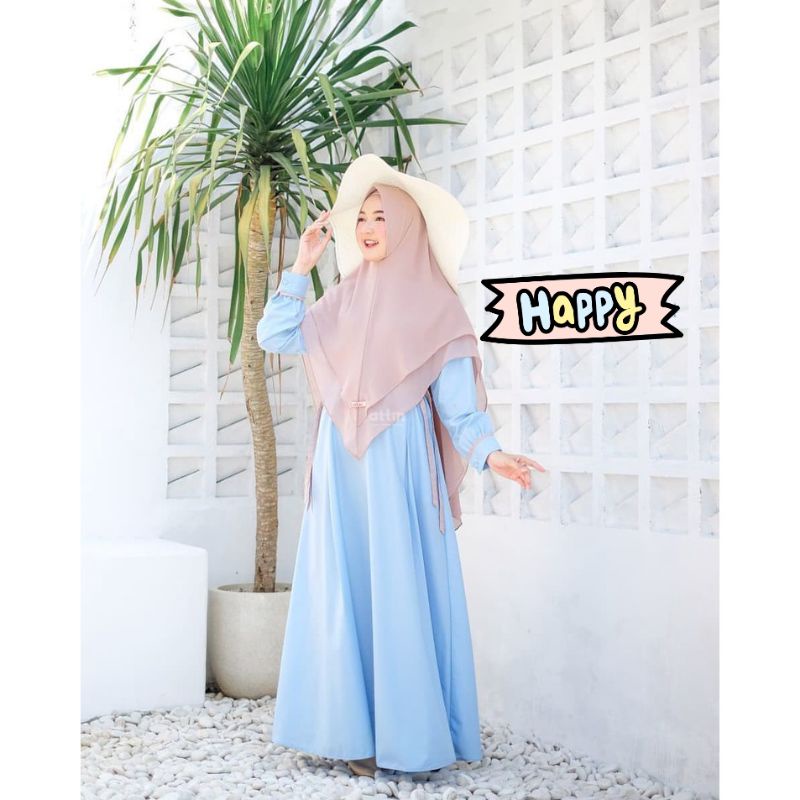 NASRA SYARI - Baju Gamis Busui Dress Wanita Fashion Muslim Ukuran M L XL XXL 3XL 4XL Jumbo Untuk Acara Pesta Kondangan Nikahan Arisan Free Plus Khimar Jilbab Hijab Warna BIRU BABY BLUE SKY LANGIT OCEAN SEA LAUT MUDA