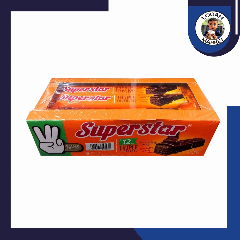 Superstar Wafer Triple Chocolate Coklat Box Isi 12Pcs 12 Pcs