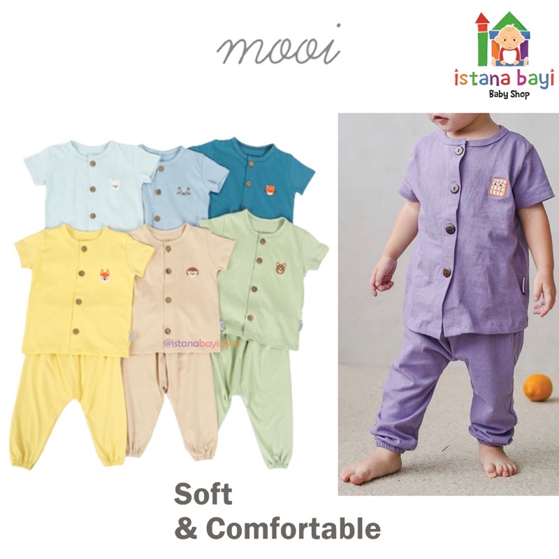 Mooi Short Sleeve Long Button Pajamas - Mooi piyama bayi