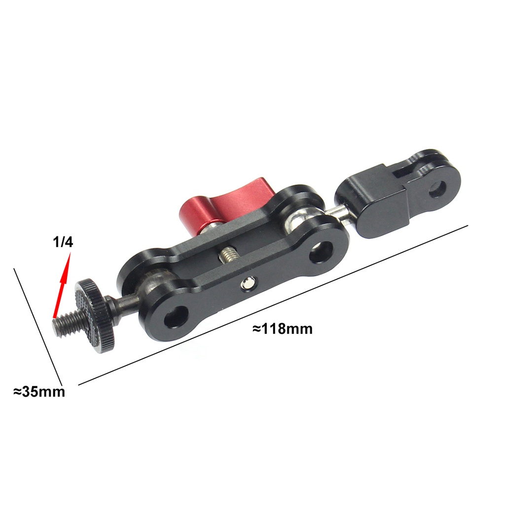 GOPRO Aluminium Alloy Magic Arm Mount Adapter Dual Head Pivot Activity Connector Rotasi360 Untuk Kamera Osmo Action EKEN