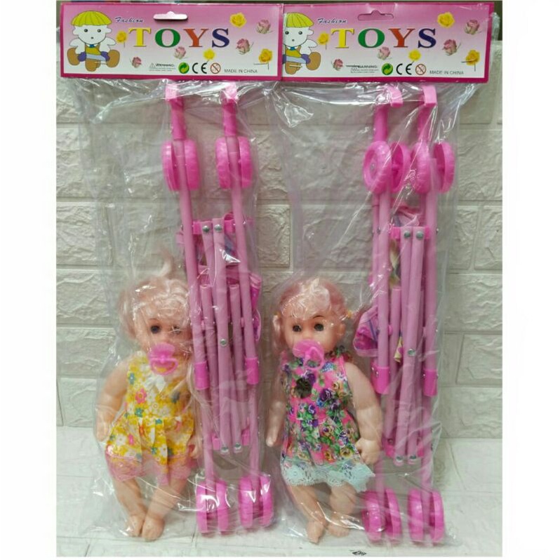 Mainan Anak TROLI DORONGAN BAYI BONEKA STROLLER