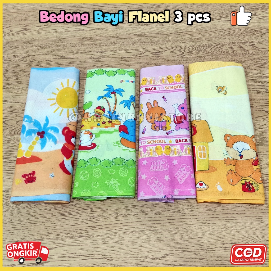 3 Pcs Bedong Bayi Lembut Karakter