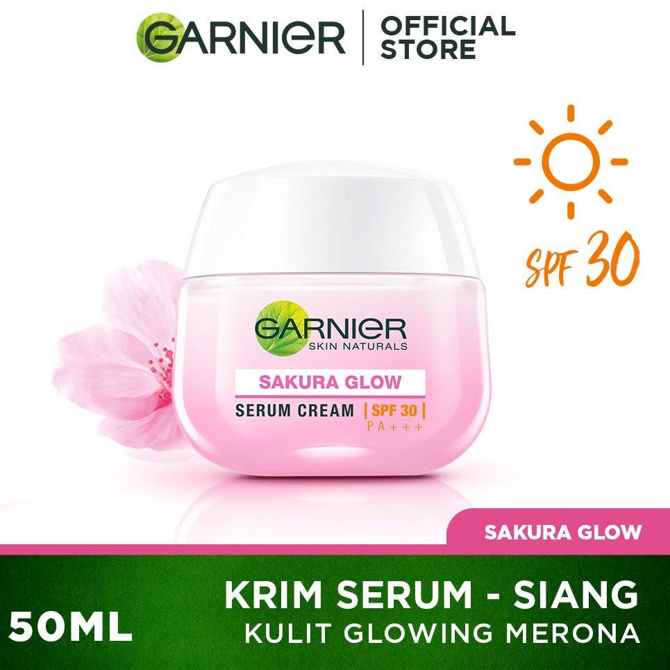[KODE 5546] Garnier Sakura Glow Kit Day &amp; Night Cream - Moisturizer Skincare Krim Siang Malam (Light complete)