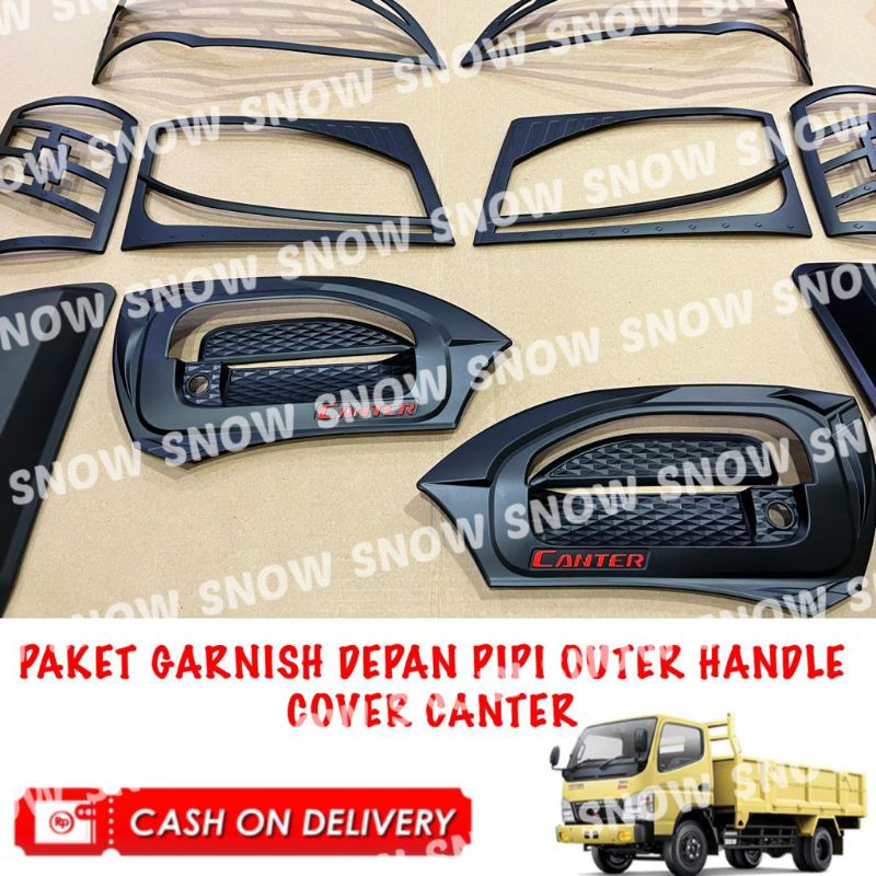 Paket Garnish Lampu Depan Pipi Outer Cover Canter Sporty Hitam