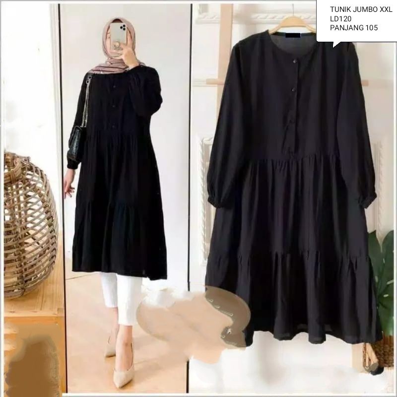 WIZA TUNIK/TUNIK JUMBO/LD102&amp;120/TUNIK KERUT KELILING/TUNIK SUSUN/TUNIK WANITA/TUNIK MUSLIM/MIDI DRESS/BUSUI&amp;BUMIL/COD!!!