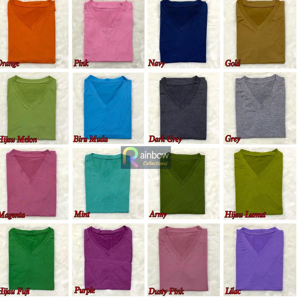 ︽F V-NECK JUMBO XXL Panjang / Kaos Polos Basic Vneck Panjang / t-shirt / Atasan Pakaian Wanita Murah