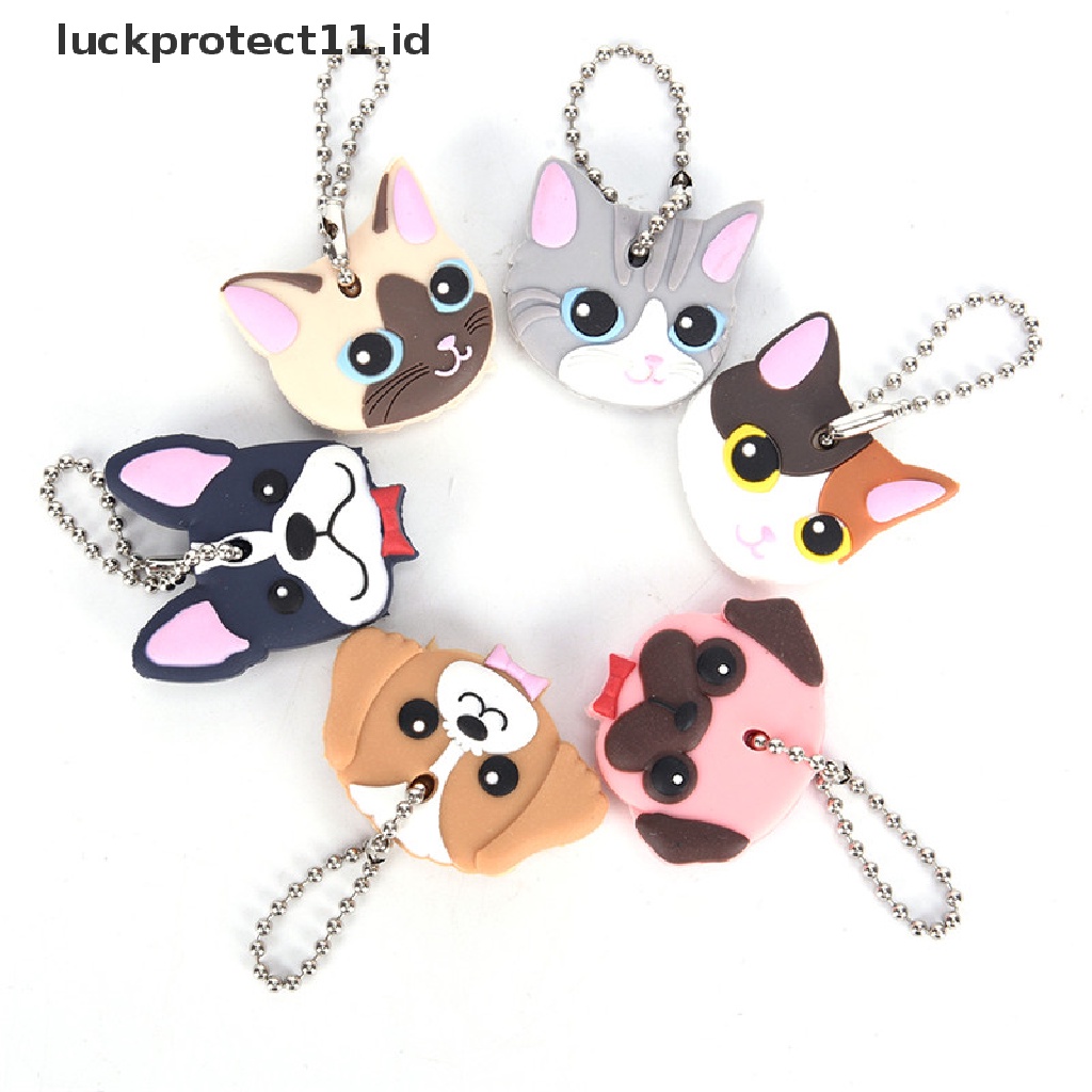 /Fashion Hot// Fashion// Silikon Puppy Pug Kucing Kelinci Key Cover Cap Gantungan Kunci Key Ring PVC Case Hadiah.