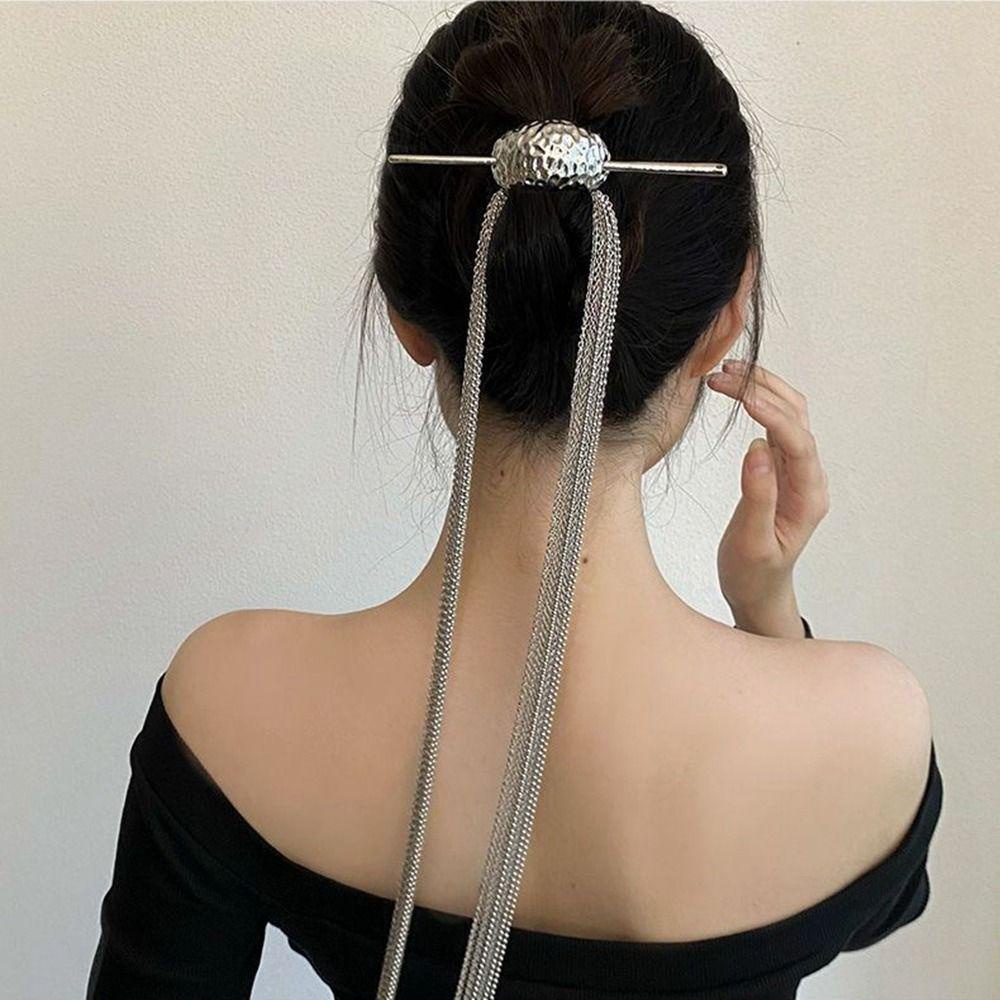 Agustina Panjang Rumbai Jepit Rambut Antik Berlebihan Sederhana Wanita Fringe Cheongsam Ponytail Hias Jepit Rambut Logam Gaya Cina Hiasan Kepala