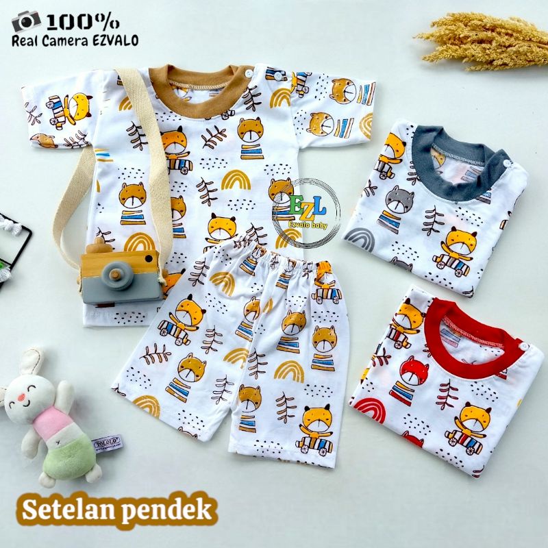 BAJU BAYI LAKI-LAKI LENGAN PENDEK KANCING PUNDAK 3-12 BULAN  KAOS OBLONG