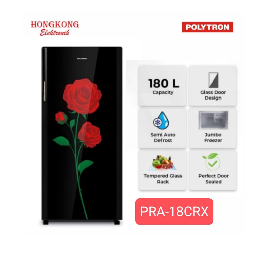 KULKAS 1 PINTU POLYTRON PRA-18CRX 18 CRX 18CRX 172 LITER
